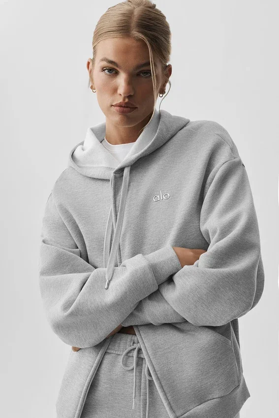 Accolade Tam Fermuarlı Kapüşonlu Sweatshirt - Atletik Melanj Gri