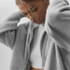 Accolade Tam Fermuarlı Kapüşonlu Sweatshirt - Atletik Melanj Gri
