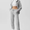 Accolade Tam Fermuarlı Kapüşonlu Sweatshirt - Atletik Melanj Gri