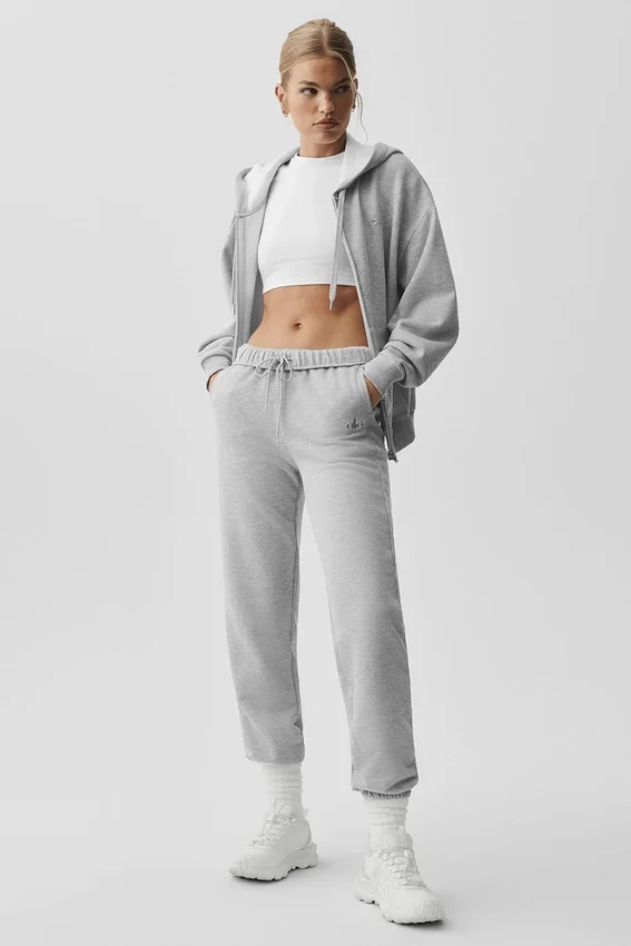 Accolade Tam Fermuarlı Kapüşonlu Sweatshirt - Atletik Melanj Gri