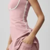 Airbrush Akıcı Elbise - Vintage Pembe/Beyaz