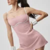 Airbrush Akıcı Elbise - Vintage Pembe/Beyaz