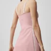 Airbrush Akıcı Elbise - Vintage Pembe/Beyaz