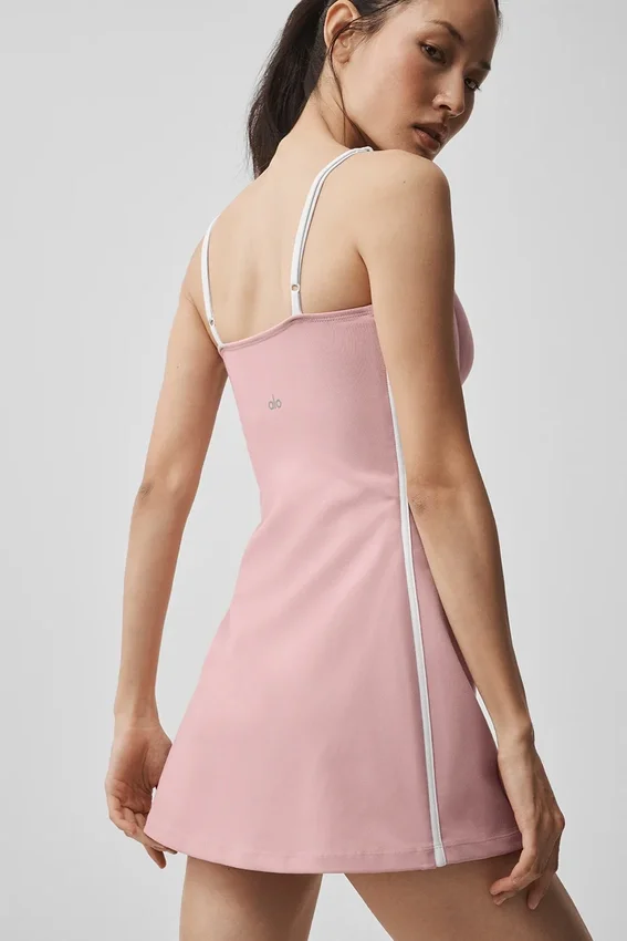 Airbrush Akıcı Elbise - Vintage Pembe/Beyaz