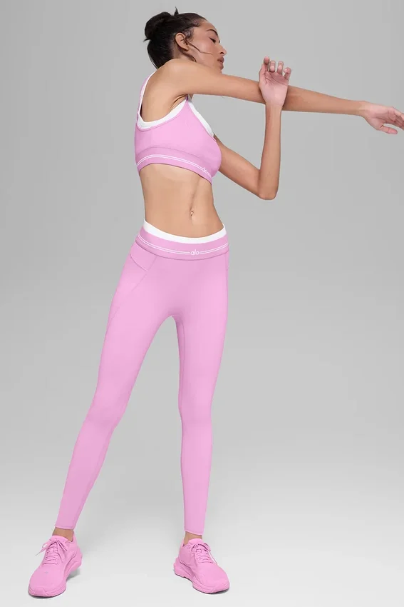 Airbrush High-Waist 7/8 Better Together Tayt - Şeker Kalpli Pembe/Beyaz