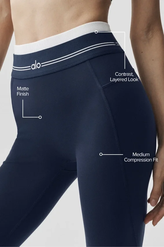 Airbrush High-Waist 7/8 Better Together Tayt - Lacivert/Beyaz