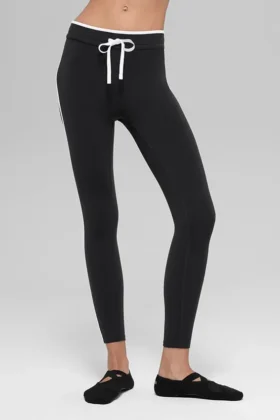 Airbrush High-Waist Race Pace 7/8 Tayt - Siyah/Beyaz