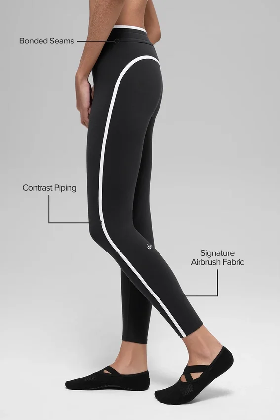 Airbrush High-Waist Race Pace 7/8 Tayt - Siyah/Beyaz