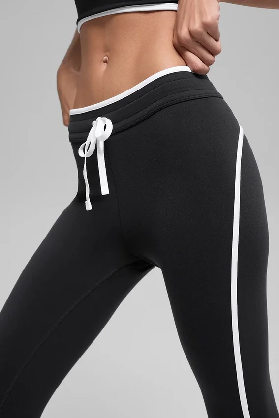 Airbrush High-Waist Race Pace 7/8 Tayt - Siyah/Beyaz