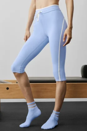 Airbrush High-Waist Race Pace Kapri – Açık Provence Mavisi/Beyaz