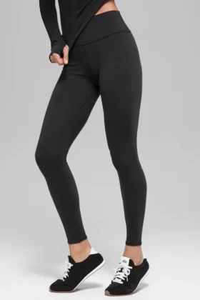 Airbrush Kışlık Sıcak High-Waist Nocturne Tayt - Siyah