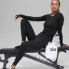 Airbrush Kışlık Sıcak High-Waist Nocturne Tayt - Siyah