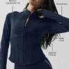 Airbrush Korsaj Tam Fermuarlı Ceket - Lacivert