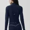 Airbrush Korsaj Tam Fermuarlı Ceket - Lacivert