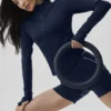 Airbrush Korsaj Tam Fermuarlı Ceket - Lacivert