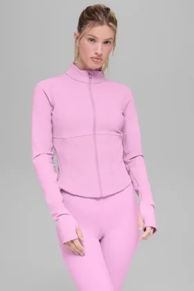 Airbrush Korseli Tam Fermuarlı Ceket - Şeker Kalp Pembesi
