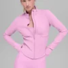 Airbrush Korseli Tam Fermuarlı Ceket - Şeker Kalp Pembesi
