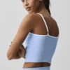 Airbrush Refined Sütyenli Tank Top - Açık Provence Mavisi/Beyaz