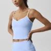 Airbrush Refined Sütyenli Tank Top - Açık Provence Mavisi/Beyaz