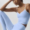 Airbrush Refined Sütyenli Tank Top - Açık Provence Mavisi/Beyaz