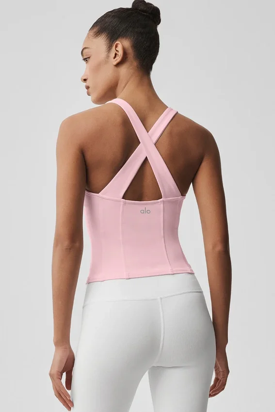 Airbrush Sparks Fly Korsajlı Tank Top - Vintage Pembe