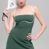 Airbrush Streamlined Elbise - Yonca Yeşili/Beyaz