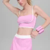 Airbrush Streamlined Sütyenli Tank Top - Şeker Kalpli Pembe/Beyaz