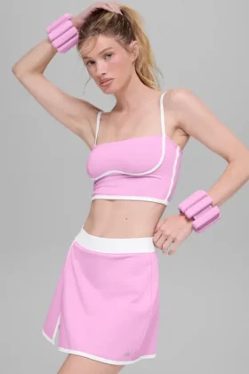 Airbrush Streamlined Sütyenli Tank Top - Şeker Kalpli Pembe/Beyaz