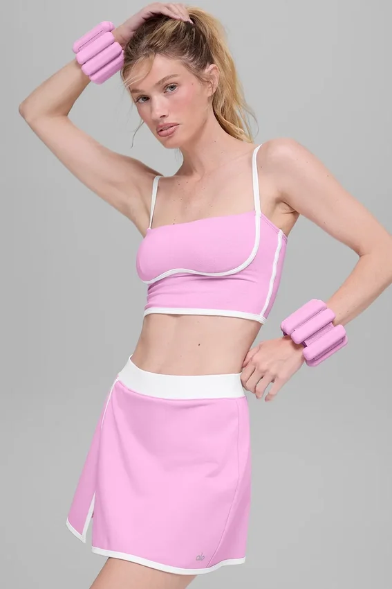 Airbrush Streamlined Sütyenli Tank Top - Şeker Kalpli Pembe/Beyaz