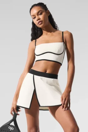 Airbrush Streamlined Sütyenli Tank Top - Fildişi/Siyah