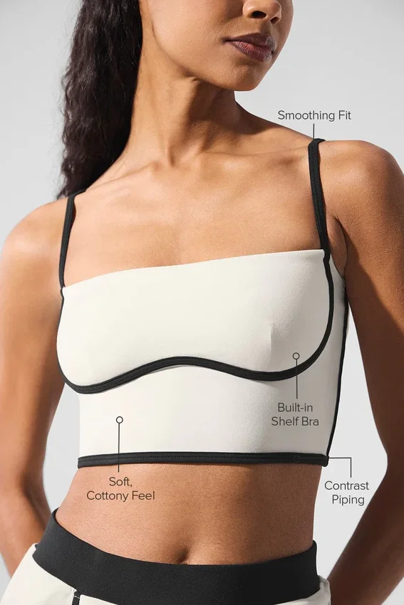 Airbrush Streamlined Sütyenli Tank Top - Fildişi/Siyah