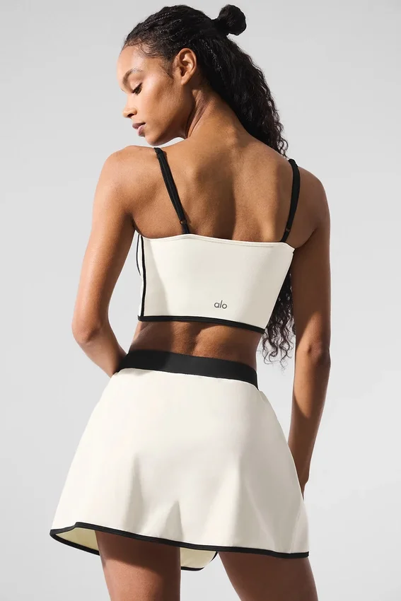 Airbrush Streamlined Sütyenli Tank Top - Fildişi/Siyah