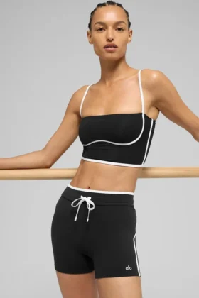 Airbrush Streamlined Sütyenli Tank Top - Siyah/Beyaz