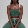 Airbrush Streamlined Sütyenli Tank Top - Yonca Yeşili/Beyaz