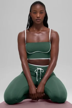 Airbrush Streamlined Sütyenli Tank Top - Yonca Yeşili/Beyaz