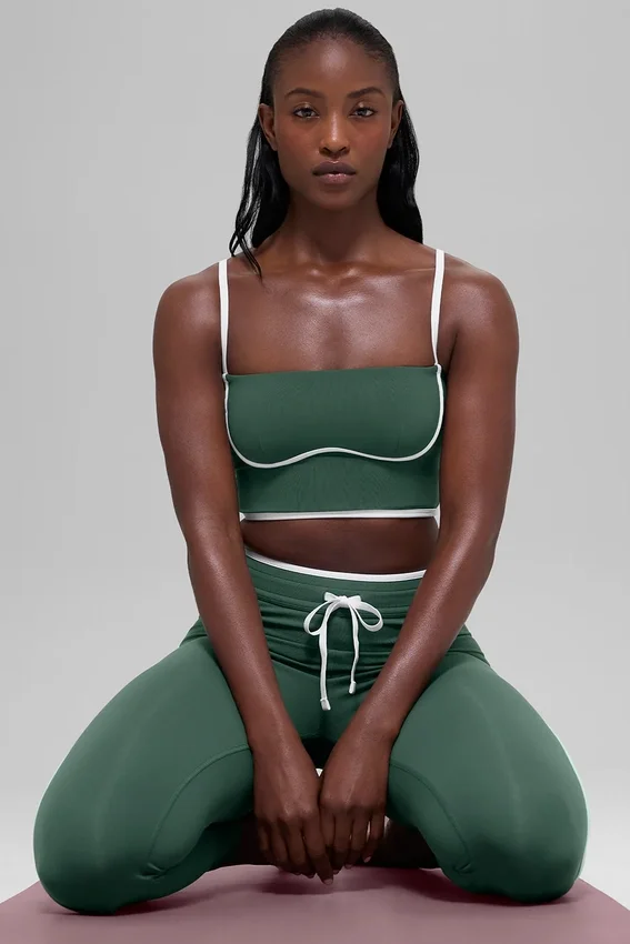Airbrush Streamlined Sütyenli Tank Top - Yonca Yeşili/Beyaz