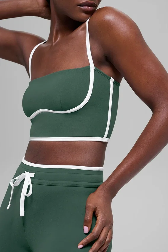 Airbrush Streamlined Sütyenli Tank Top - Yonca Yeşili/Beyaz
