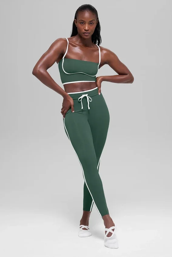 Airbrush Streamlined Sütyenli Tank Top - Yonca Yeşili/Beyaz