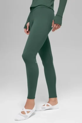 Airbrush Winter Warm High-Waist Nocturne Tayt - Clover Green