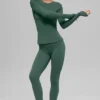 Airbrush Winter Warm High-Waist Nocturne Tayt - Clover Green