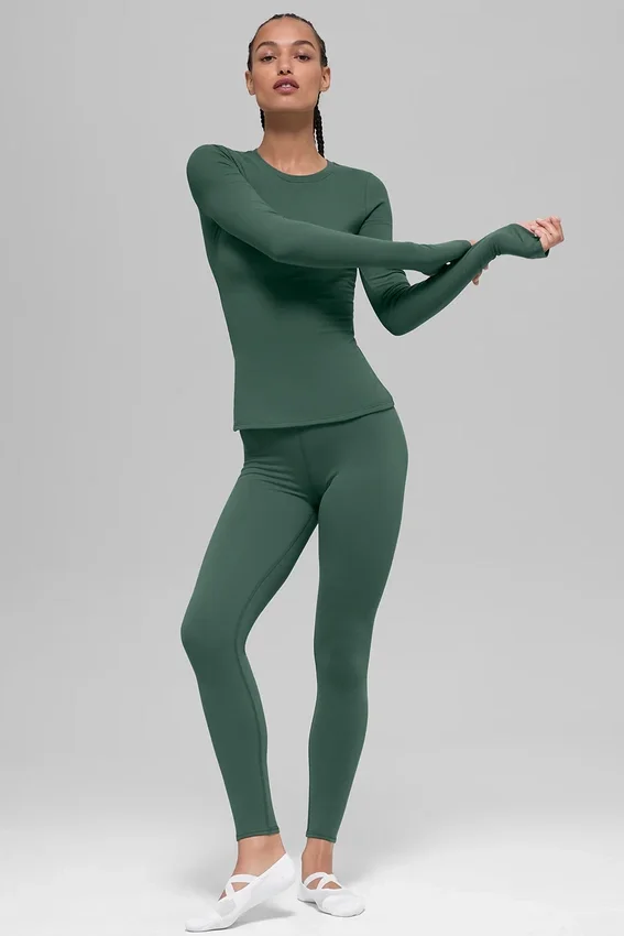 Airbrush Winter Warm High-Waist Nocturne Tayt - Clover Green