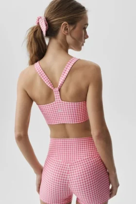 Airlift Gingham Şık Sütyenli Tank Top – Cennet Pembesi Gingham