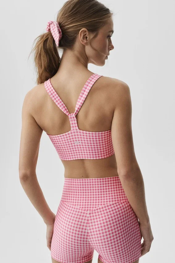Airlift Gingham Şık Sütyenli Tank Top - Cennet Pembesi Gingham