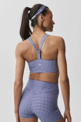 Airlift Gingham Sleek Sütyenli Tank – Lacivert Gingham