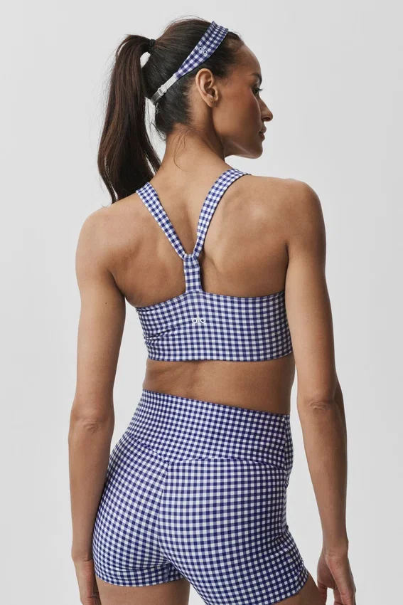 Airlift Gingham Sleek Sütyenli Tank - Lacivert Gingham