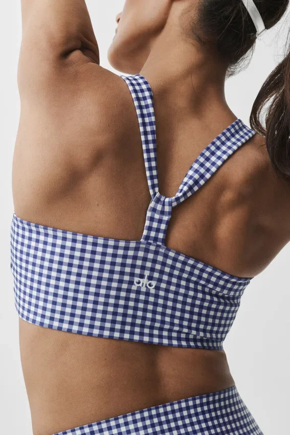 Airlift Gingham Sleek Sütyenli Tank - Lacivert Gingham