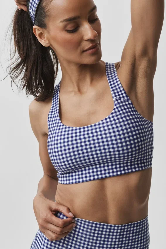Airlift Gingham Sleek Sütyenli Tank - Lacivert Gingham