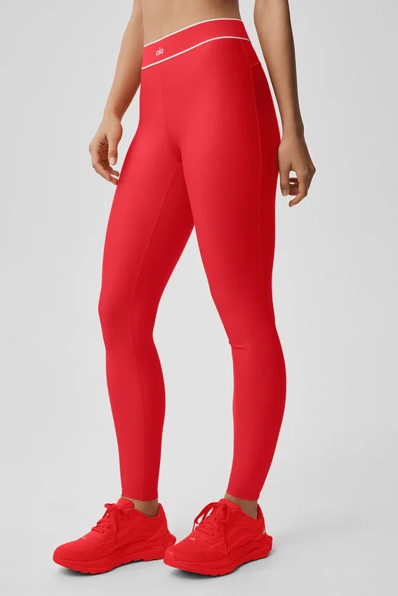 Airlift High-Waist Alignment Tayt - Parlak Kırmızı/Beyaz