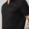 Açık Örgü Polo - Siyah