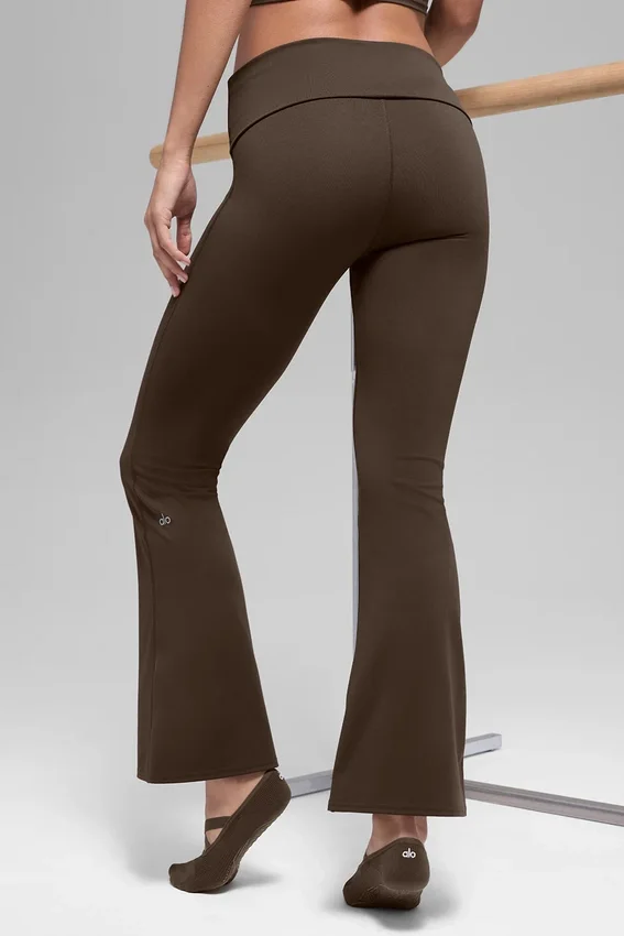Alo Softsculpt 7/8 Katlamalı Geniş Paça Tayt - Espresso